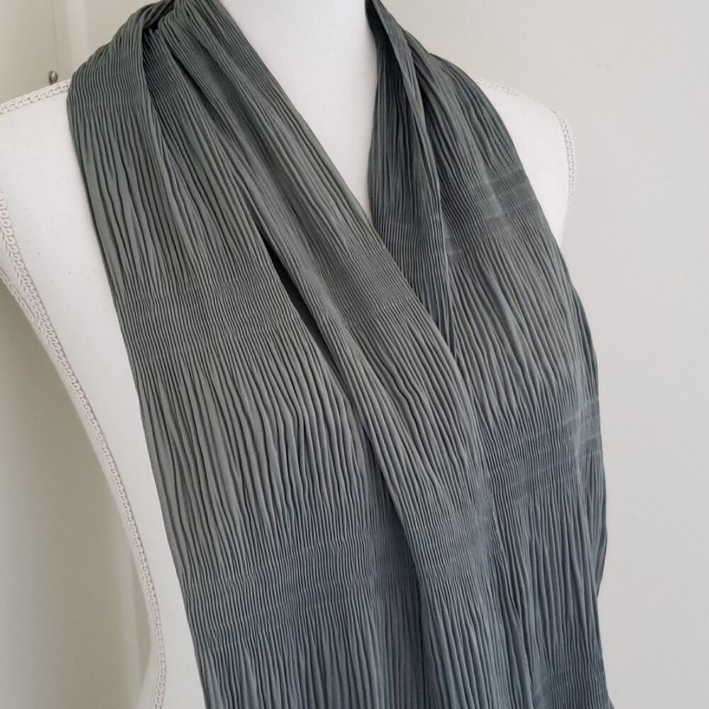 Vintage Furla 100% Silk Smokey Grey Blue Italian Scarf Glam Quiet Luxury Old Mon